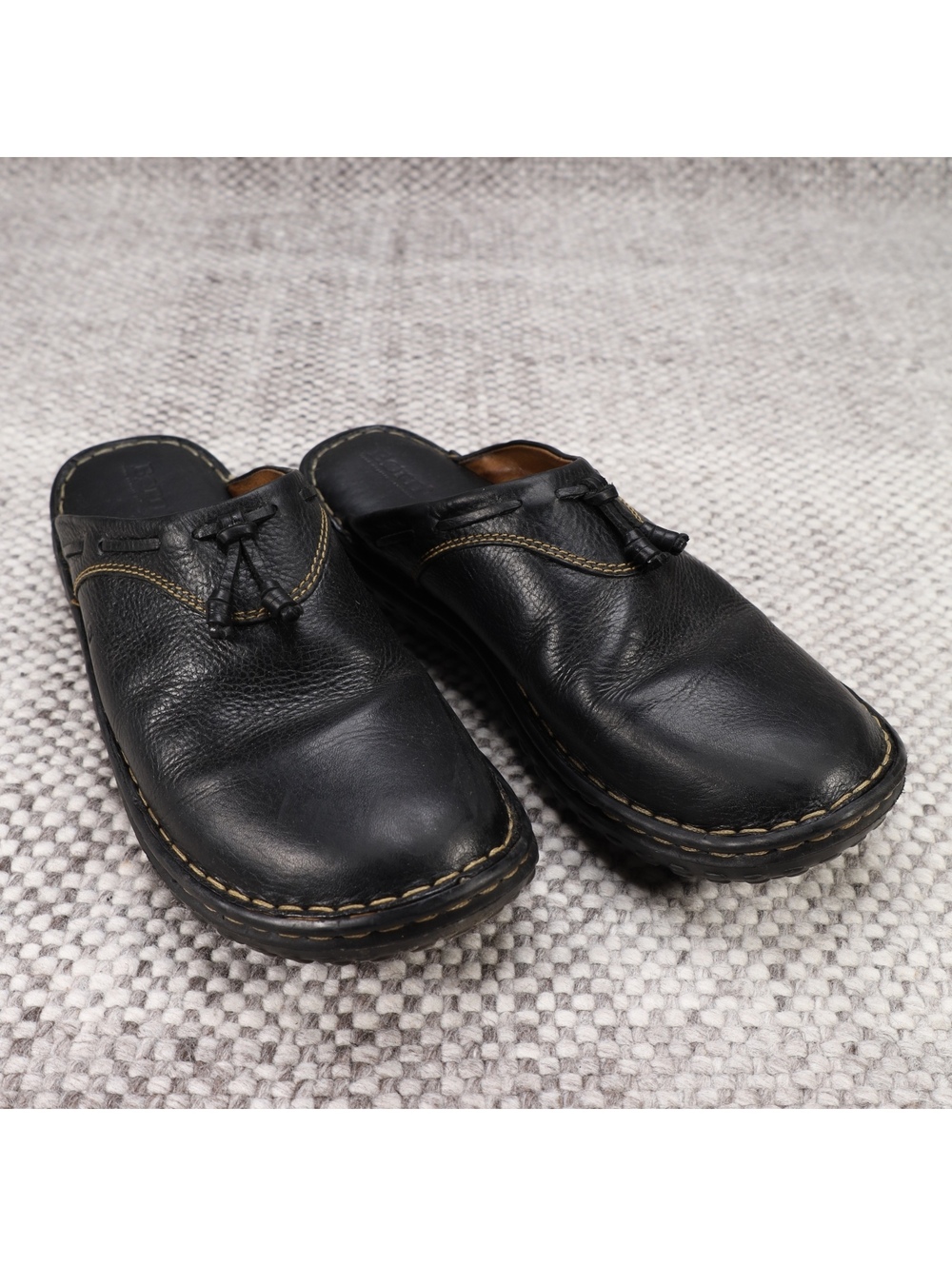 Born Women's Black Leather Mules with Tassel Detail